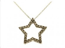 0.85ctw Round Brilliant Cut Diamond Star Pendant with 10K White Gold Necklace