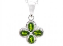 0.98ct CHROME DIOPSIDE PENDANT PLANTINUM OVERLAY 925 STERLING SILVER WITH 18" NECKLACE