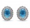 1.32ct Blue Topaz with White Topaz Stud Earrings in Platinum over 0.925 Sterling Silver