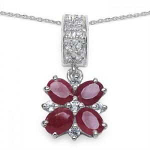 1.35ctw Ruby with White Topaz Pendant Necklace