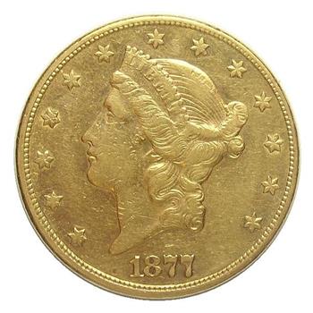 1877 U.S. $20 Gold (.900 Fine) Liberty Head Double Eagle - Only 397,650 Minted - .96750 Ounces of Pure Gold
