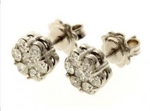 1ctw Round Brilliant Cut Diamond Earrings 14kt White Gold