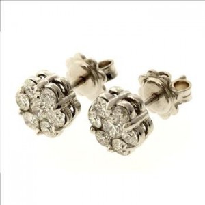 1ctw Round Brilliant Cut Diamond Earrings 14kt White Gold
