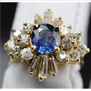 2.75ctw Diamond & Sapphire Dinner Ring 14K Gold, Retail $7,553