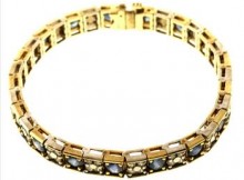 2ctw Round Brilliant Cut Diamond and Sapphire Bracelet 14kt Two-Tone Gold