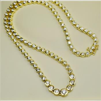 34.70 Grams 14K Gold 4.64 Carats t.w. Diamond Eternity Dinner Necklace, Retail $15,100  