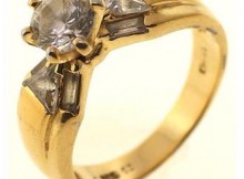 4.5 Gram Gold-Tone Sterling Silver Ring With Colorless Accents