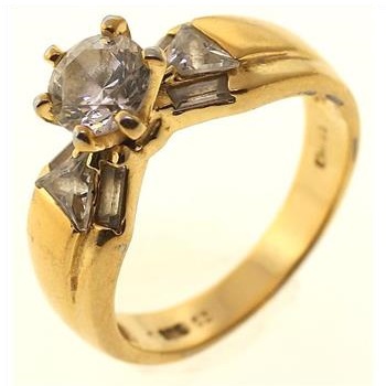 4.5 Gram Gold-Tone Sterling Silver Ring With Colorless Accents