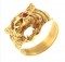 8.6 Gram 14kt Yellow Gold Tiger Head Ring With Red Stones