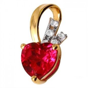 925 Silver Created Ruby, Created White Sapphire Pendant