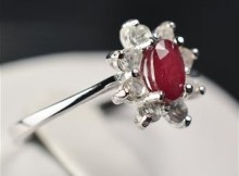 925 Silver Ruby and Diamond Ring, Retail $699