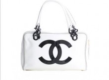 CHANEL White Leather Designer Handbag