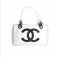 CHANEL White Leather Designer Handbag
