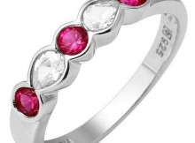 High Quality 925 Silver Created Ruby, Created White Sapphire Ring