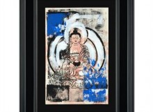 Marta Wiley: "Buddha" Framed Mixed Media, Hand Signed and Thumb Printed, with Certificate of Authenticity, Listed at $500