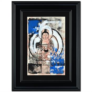 Marta Wiley: "Buddha" Framed Mixed Media, Hand Signed and Thumb Printed, with Certificate of Authenticity, Listed at $500
