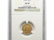 NGC Slabbed AU-58 1914 $2.50 Gold Indian Quarter Eagle - Near Mint Condition