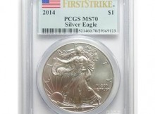 Perfect Grade PCGS Slabbed MS-70 2014 One Troy Oz. American Silver Eagle ~First Strike~