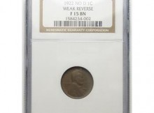 Scarce NGC Slabbed F-15 BN 1922 No D Lincoln Wheat Cent
