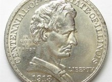 Scarce, Uncirculated 1918 Illinois Centennial Silver U.S. Commemorative Half Dollar - Only 100,508 Released