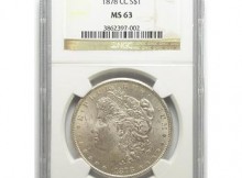 Tough Date, Uncirculated NGC Slabbed MS-63 1878-CC Morgan Silver Dollar - 1st Year Of Issue