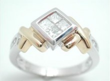 14K White Gold 0.75ctw Invizible Set Princess Cut Diamond Engagement Anniversary Ring, Retail $1,900