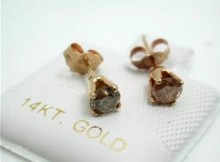 14K Yellow Gold 0.15ctw Round Brilliant Cut Diamond Stud Earrings, Retail $450