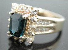 14K Yellow Gold 1.75ctw Genuine Midnight Blue Sapphire & Diamond Ring, Retail $1,450
