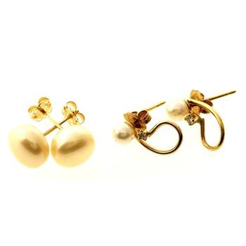 14kt Gold Pearl Earrings, 2 Pairs