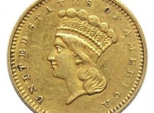 1862 U.S. $1 Gold Princess - Tough To Find