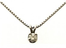 2.2 Gram 14kt White Gold Necklace With 0.18ct Round Brilliant Cut Diamond Pendant