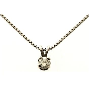 2.2 Gram 14kt White Gold Necklace With 0.18ct Round Brilliant Cut Diamond Pendant