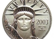 GEM BU 2003 1/10 Oz. .9995 Pure Platinum $10 Statue of Liberty Coin