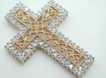 Large Solid 14K Gold Genuine Diamond Filigree Cross Pendant, Retail $1,375