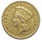 Rare 1856 U.S. $3 Gold (.900 Fine) Indian Princess Head