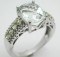 Solid White Gold 3.75ctw Genuine Green Amethyst, Peridot & Diamond Ring, Retail $1,250