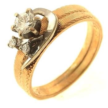 0.26ctw Round Brilliant Cut Diamond Ring And Enhancer 14kt Two-Tone Gold