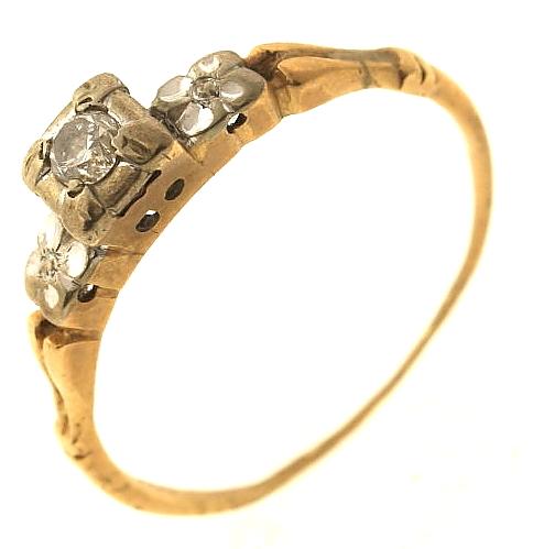 1.1 Gram 14kt Two-Tone Gold Ring With Diamond Accents