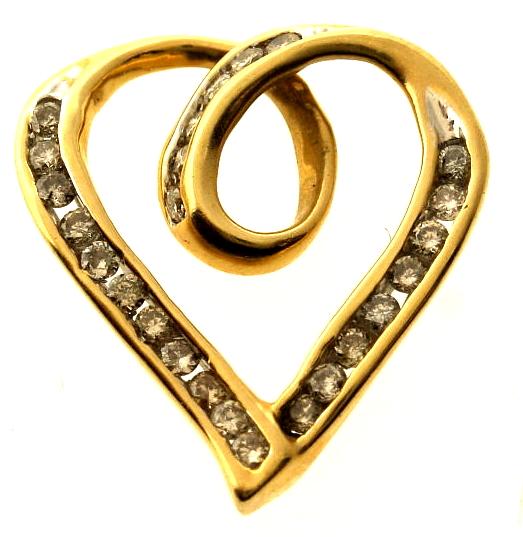 1.7 Gram 14kt Two-Tone Gold 0.24ctw Round Brilliant Cut Diamond Heart Pendant