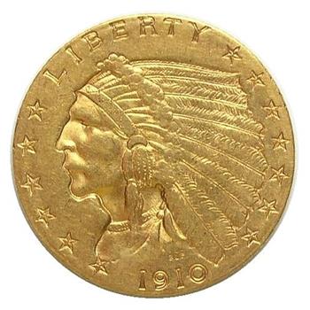 1910 U.S. $2.50 Gold Indian Quarter Eagle - Tough To Find