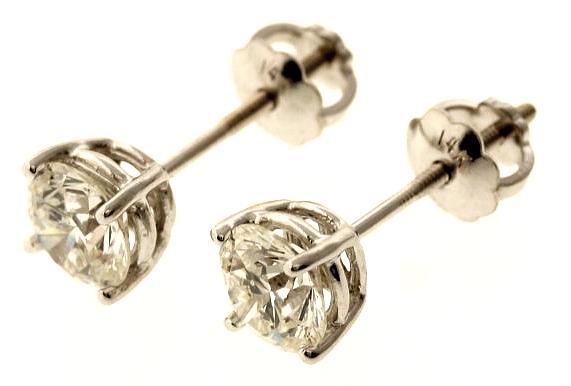 1ctw Round Brilliant Cut Diamond Stud Earrings 14kt White Gold