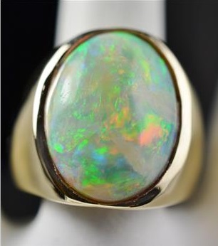 8.76 Carats Extra Fine Opal Ring in 14K Gold (17.60 Grams), Retail $3,490