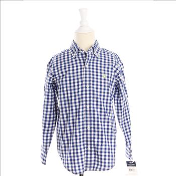 RALPH LAUREN Boys' Blue & White Gingham Button Down (New with Tags)