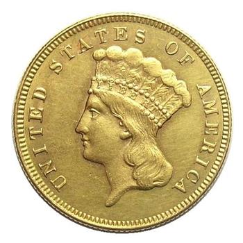 Rare, Better Grade 1874 U.S. $3 Gold (.900 Fine) Indian Princess Head