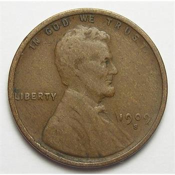 Semi-Key Date 1909-S Lincoln Wheat Cent - 1st Year Of Issue