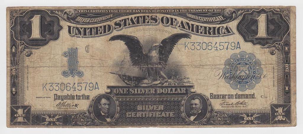 Tough to Find - 1899 U.S. $1 Black Eagle Silver Certificate Large Note - Vintage American Currency