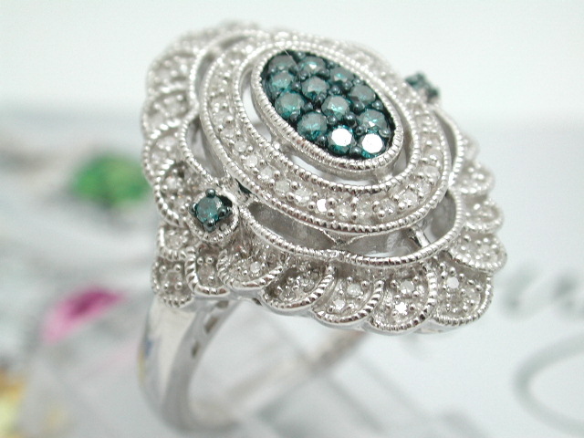 0.50ctw Diamond in 18K White Gold & Sterling Silver Vintage Design Filigree Ring