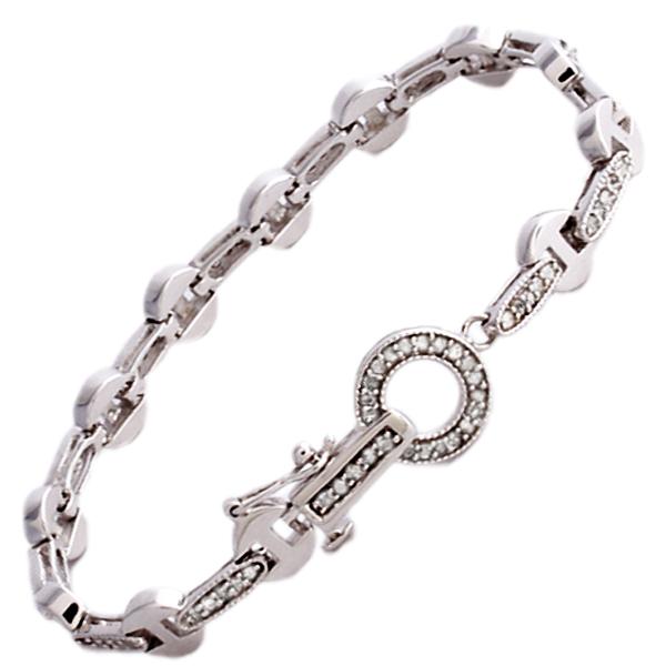 1.06ctw Genuine Diamond Designer Tennis Bracelet in Rhodium Plated 925 Sterling Silver, Retail $2,030