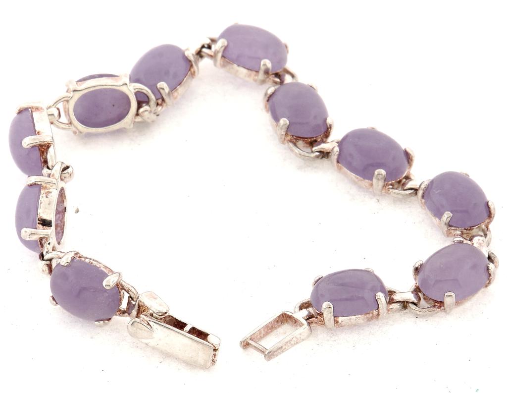 16.8 Gram Sterling Silver Bracelet With Purple Stones