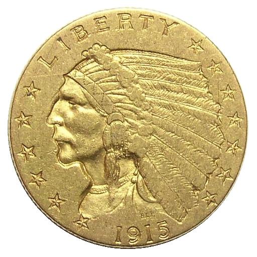 1915 U.S. $2.50 Gold Indian Quarter Eagle (Tough To Find)